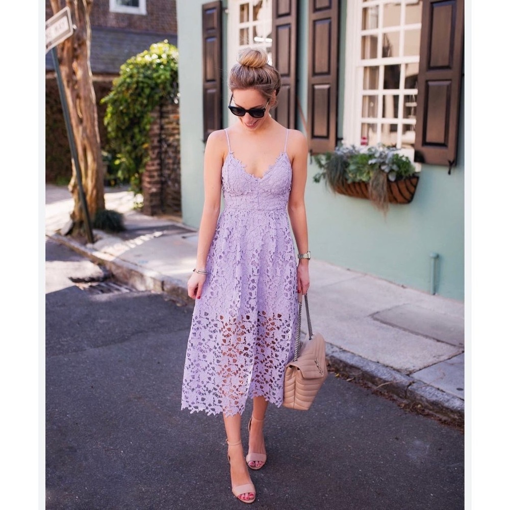 Gorgeous lavender lace midi dress